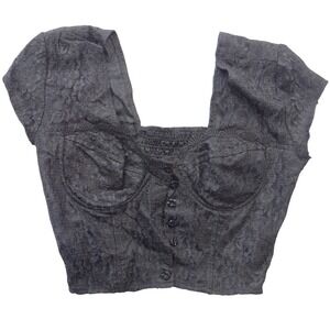 Mirrors Vintage Black Floral Lace Corset Top Bustier Cropped Whimsigoth Size 5